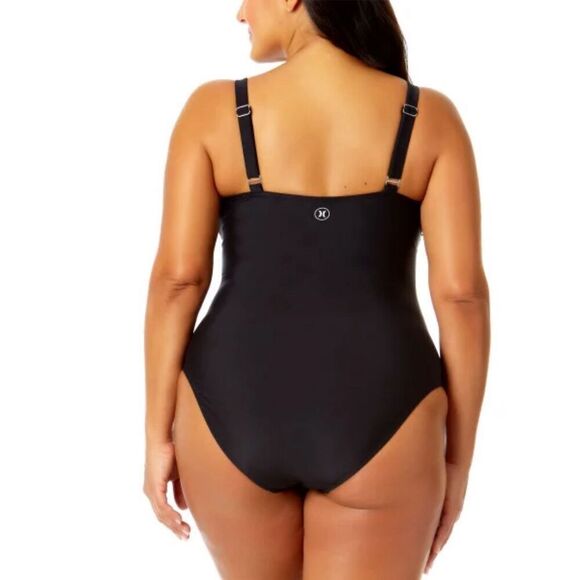 HURLEY Medium One Piece Swimsuit Classic Black Adjustable Straps - Picture 7 of 13